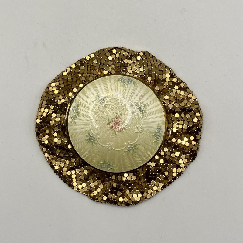 Rare Vintage 1930s Evans Gold Mesh Compact In Perfect Condition Never Used