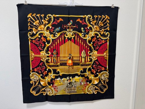 Hermes Silk Scarf Pipe Organ & Mechanical Instruments 90cm Unused Box