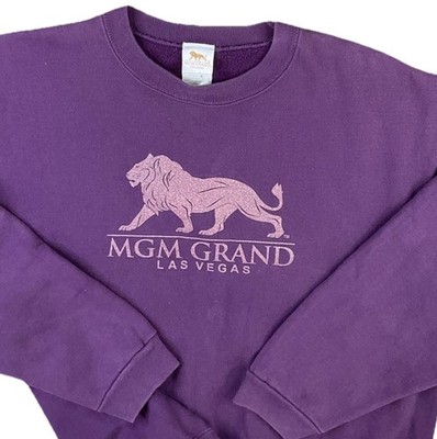 Vintage MGM Grand Las Vegas Sweatshirt Sz L Crewneck 90s Purple Lion Logo