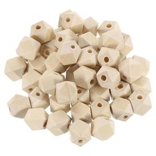 50 Pcs Geometric Wood Beads, 12mm/0.47inch Natural Color Loose Spacer Beads