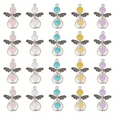 1box 40pcs Angel Wing Charm Mixed colors Angle Pendants with Loops Angels