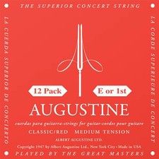 Classic/Red - Medium Tension Nylon Guitar Strings 12 Pack of E 1st Strings Aug