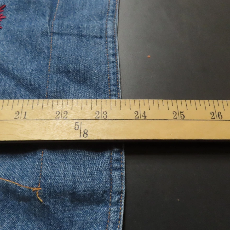 Eddie Bauer Home King Pillow Sham Denim 100% Cotton Embroidered Floral Blue - Image 4 of 4