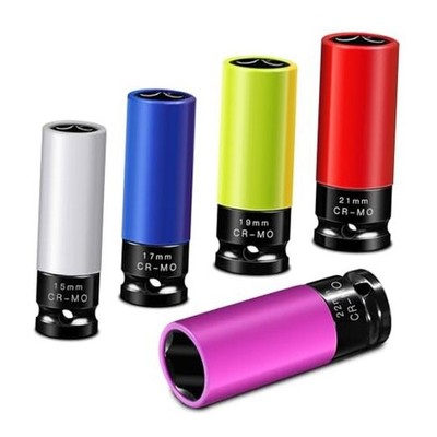 5PCS 1/2'' Drive Wheel Protector Impact Socket, Metric(15 17 19 21 22 mm), Non 