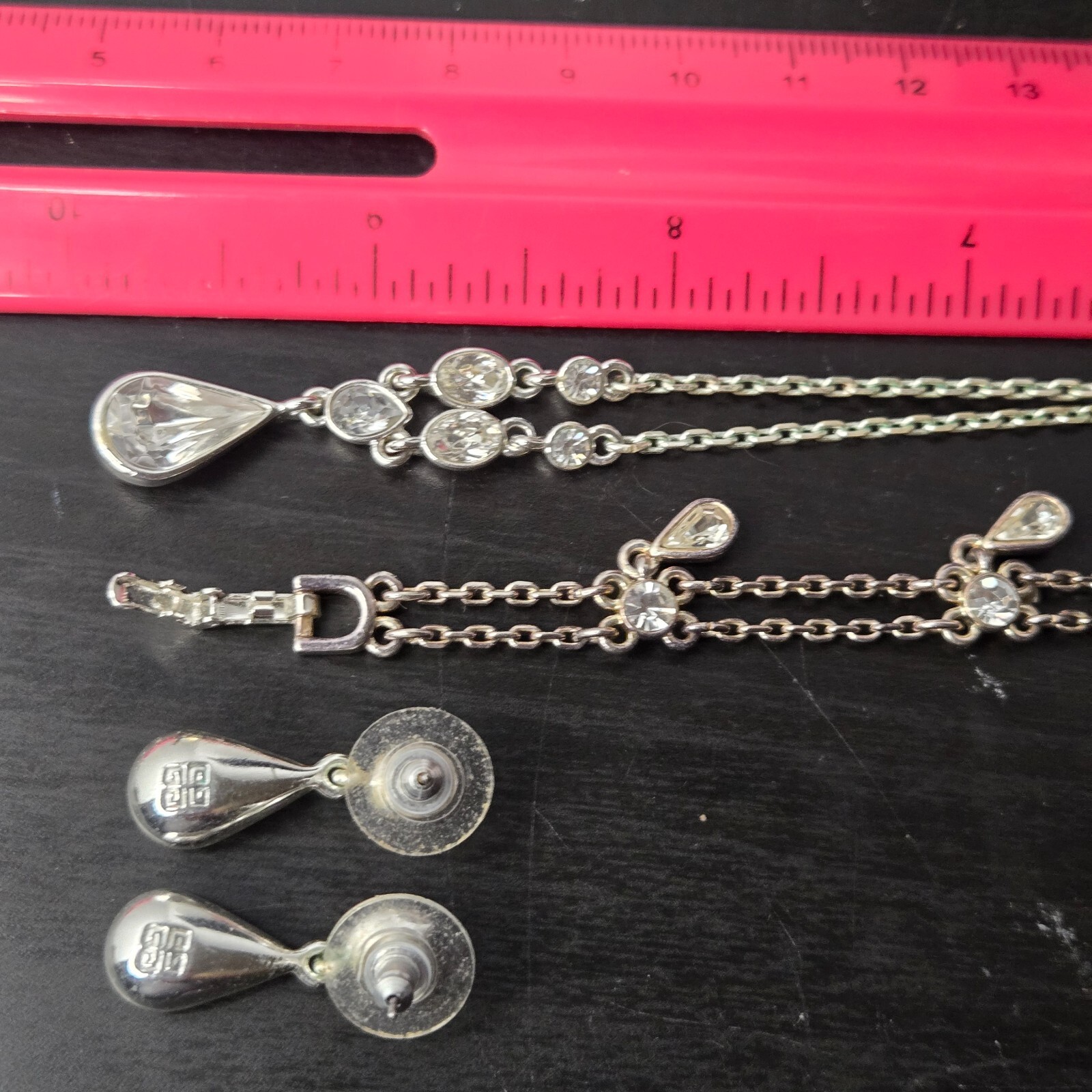 Givenchy Clear Rhinestone Teardrop Pendant Bracel… - image 11