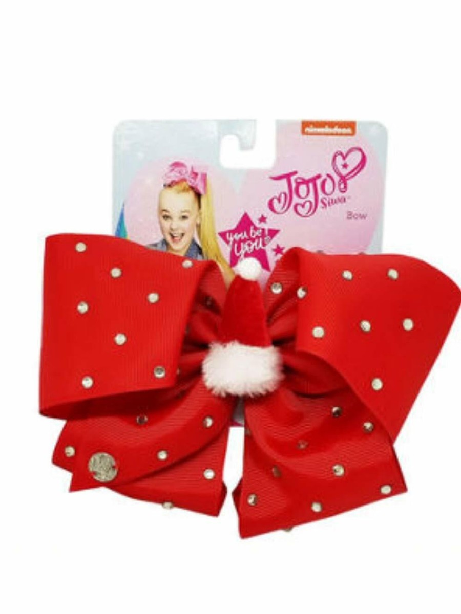 Jojo Siwa Santa Hat Large Red Rhinestone Christmas Bow NWT UK
