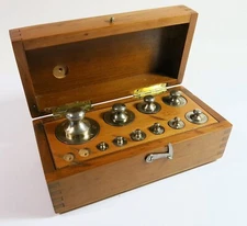 Antique Laboratory/Apothecary Metric Weight Set with Chromed Brass Weights