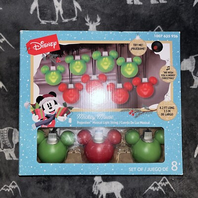 Disney Christmas Mickey Mouse Singing Projection 8 Ct Musical Light String Video