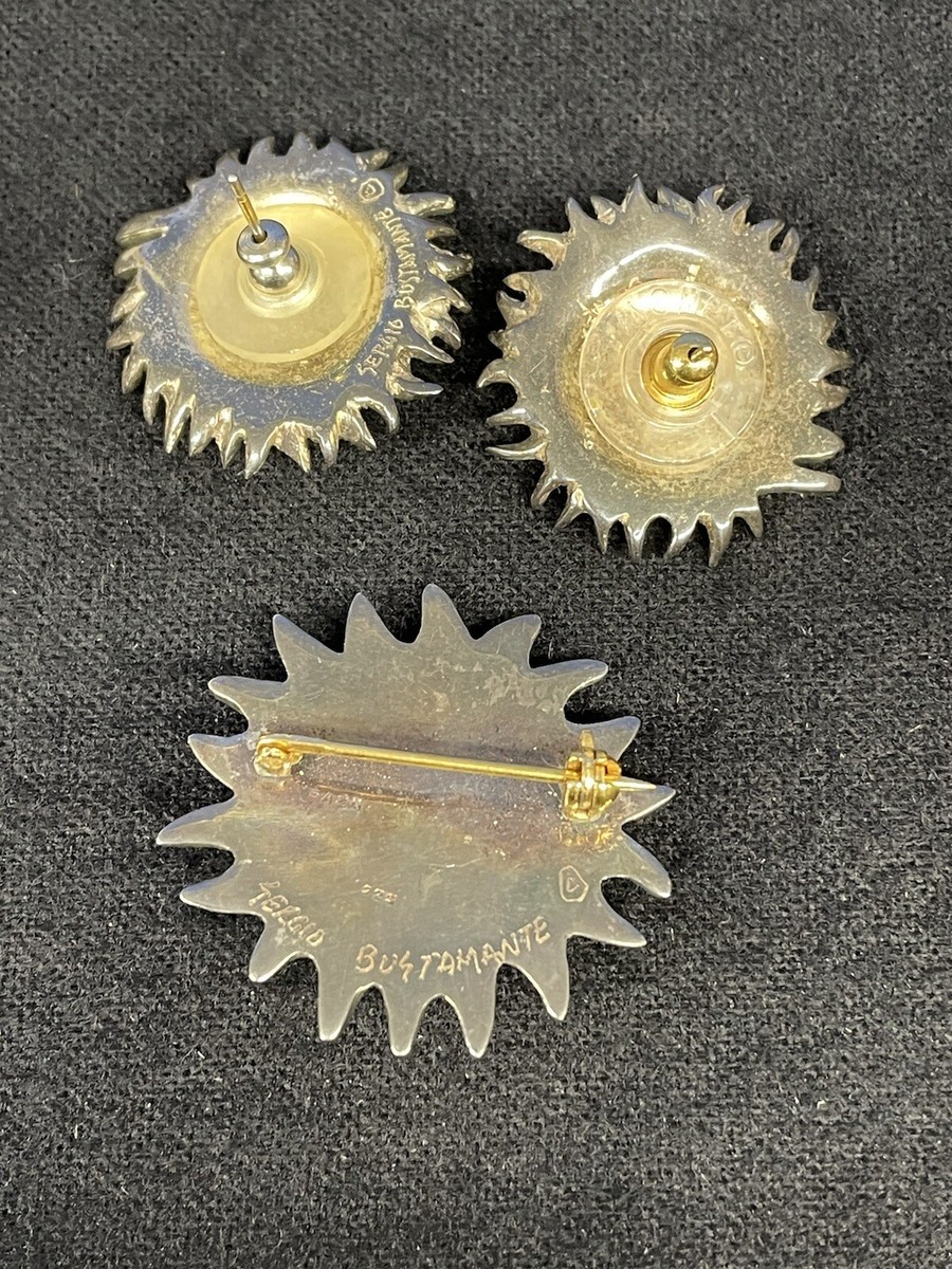 SERGIO BUSTAMANTE SIGNED sterling silver Mexican Sun Face SERGIO BUSTAMANTE SIGNED sterling silver Mexican Sun Face