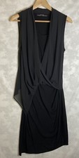 All Saints Dress Women Size 6  Black Sleeveless Chiffon Wrap  Midi Dress