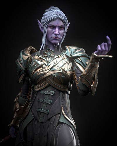 Minthara 3D Printed Figure, Baldur’s Gate 3 Drow Paladin Resin Statu, Unpainted - 第 1/7 張圖片