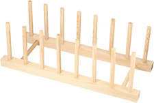 OIJOIYOI Dish Rack, Wooden Plate Rack, Plate Pan Saucepan Stand, Pot Lid Holder,