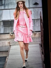 CHANEL 20S NEW TAGS TWEED PINK ECRU GLITTER JACKET CC BUTTONS CC ZIP FR38-36 $9K