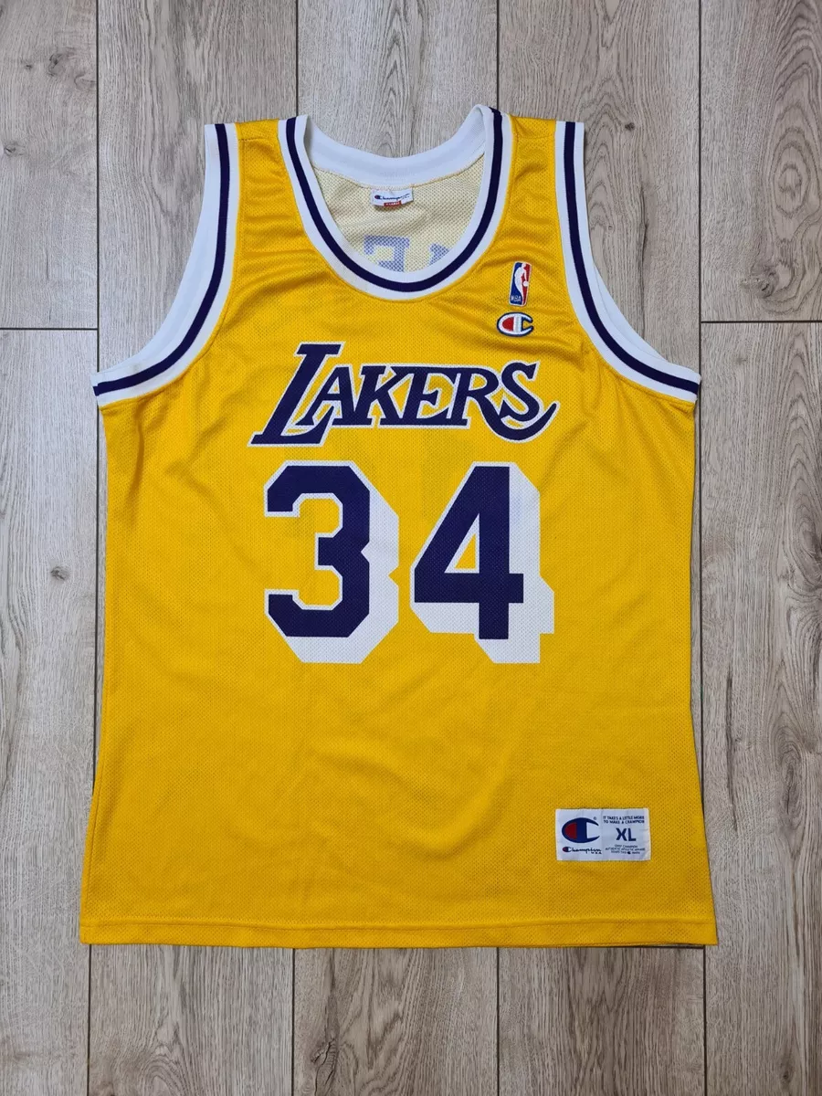 LA LAKERS VINTAGE SHAQUILLE O'Neal 34 CHAMPION BASKETBALL SHIRT JERSEY  RETRO sXL