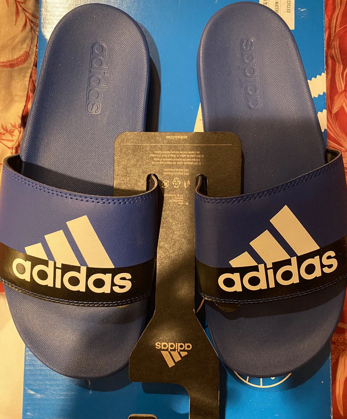 Sandali comfort nuovi in scatola blu reale Adidas Adilette uomo 7 donna 8 unisex nuovi con scatola