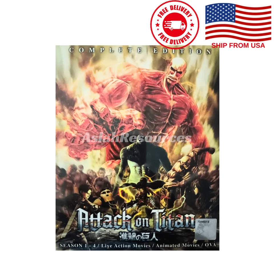 DVD Attack On Titan Complete Boxset (Sea 1-4)+Movie+OVA English Dub Ship From US Foto 3 de 4