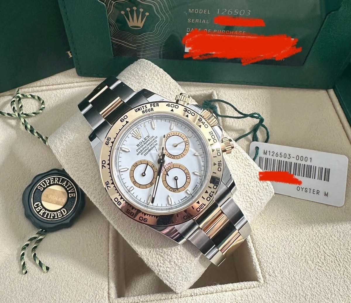 2025 Brand New Rolex Cosmograph Daytona 126503 White Dial Two Tone