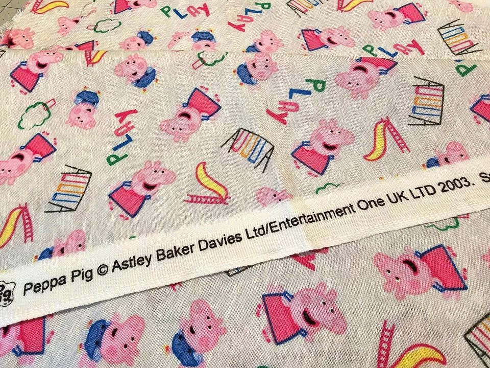 Peppa Pig Cotton Fabric Peppa Plays At The Park Swingset 34in x 43in Colorful - Image 3 of 3