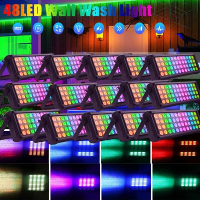 12stk 48*4W LED RGBW Wall Washer licht DMX Bar Lichtleiste Strobe DJ Bühnenlicht - Bild 1 von 4