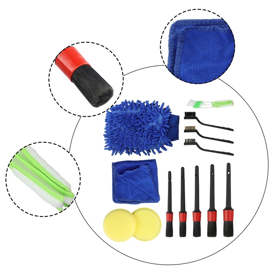 13Pcs Car Cleaning Kit Detailing Brush Cleaning Gloves Car Cleaner