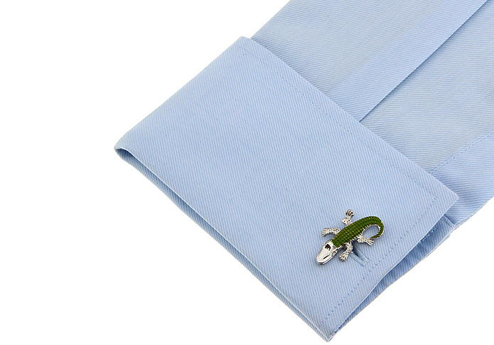 Alligator Pair Cufflinks University Gator FL Wedding Gift Box & Polishing Cloth