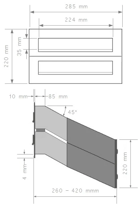 2er Einbaubriefkästen Schwarz Matt 2-fach Mauerdurchwurf Durchwurf Briefkasten - Bild 4 von 4