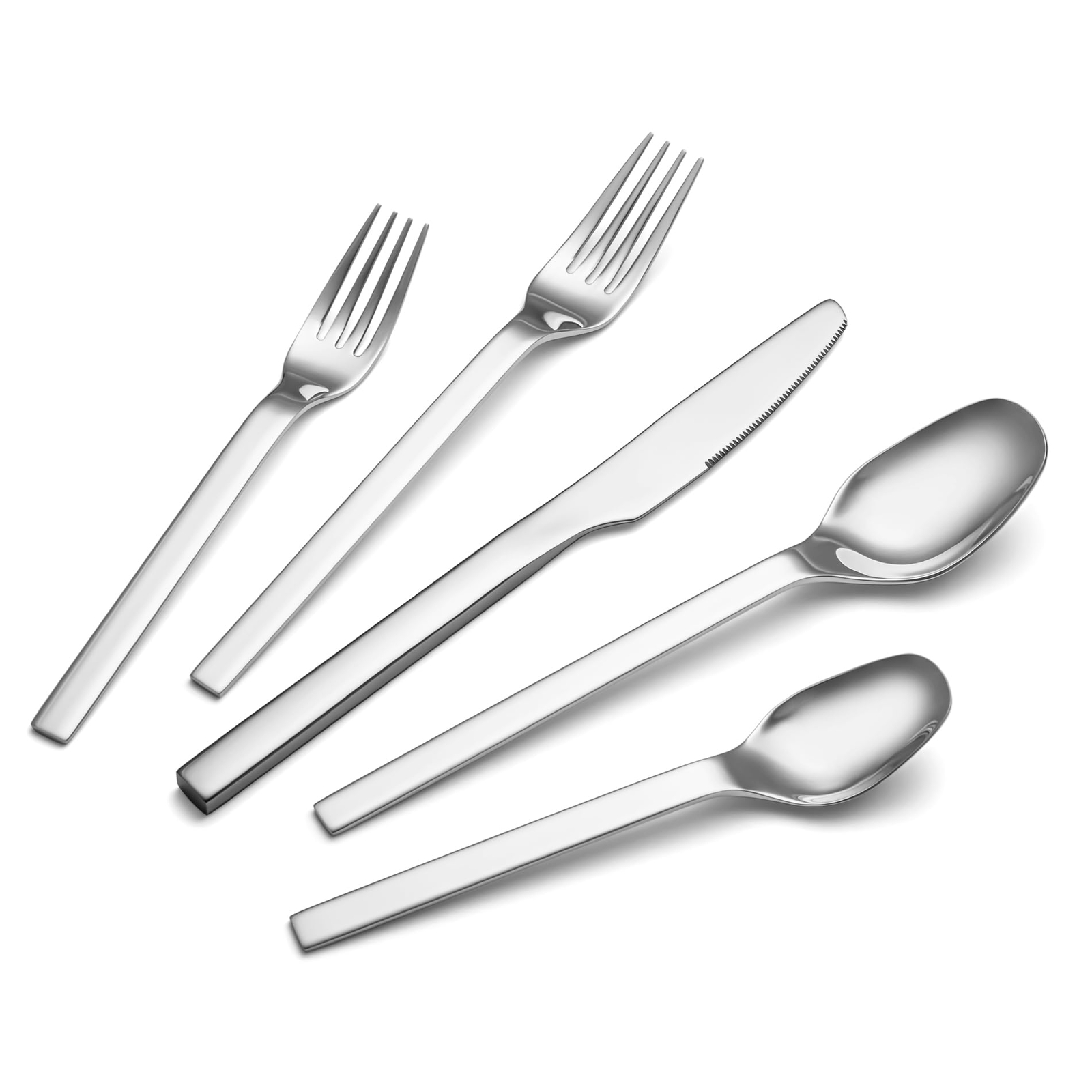 40 Piece Modern Silverware Flatware Cutlery Set, Premium Stainless Steel Uten...