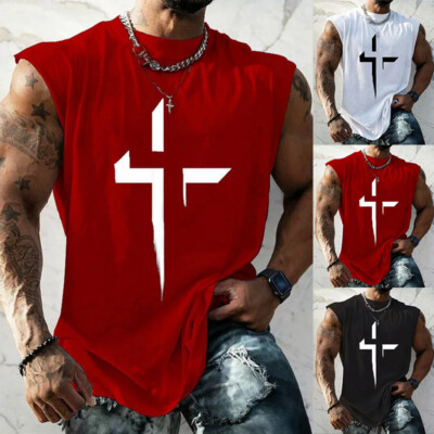 Men's Gym Tank Top Sleeveless Bodybuilding Tee Fitness Sport Vest T-shirt Blouse