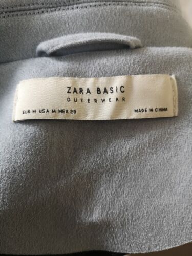Zara Basic Outerwear Suede Cropped Jacket Blue Size M - Picture 15 of 15
