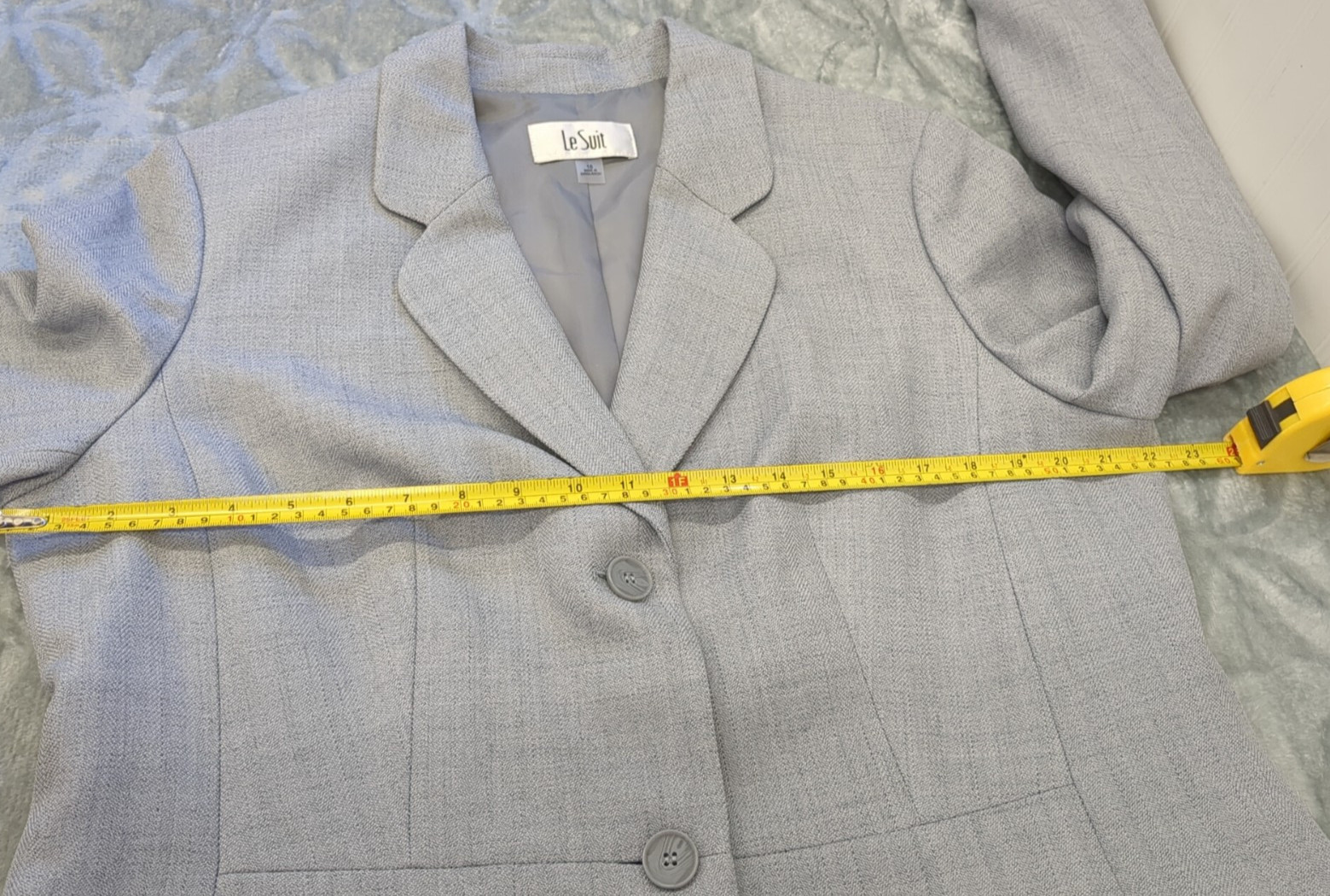 Le Suit Plus Women's Herringbone 2PC Pant Suit Heather Grey, Sz-16