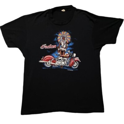 Vintage 1988 Indian Motorcycle Graphic Tee SS USA 80s Biker RARE 
