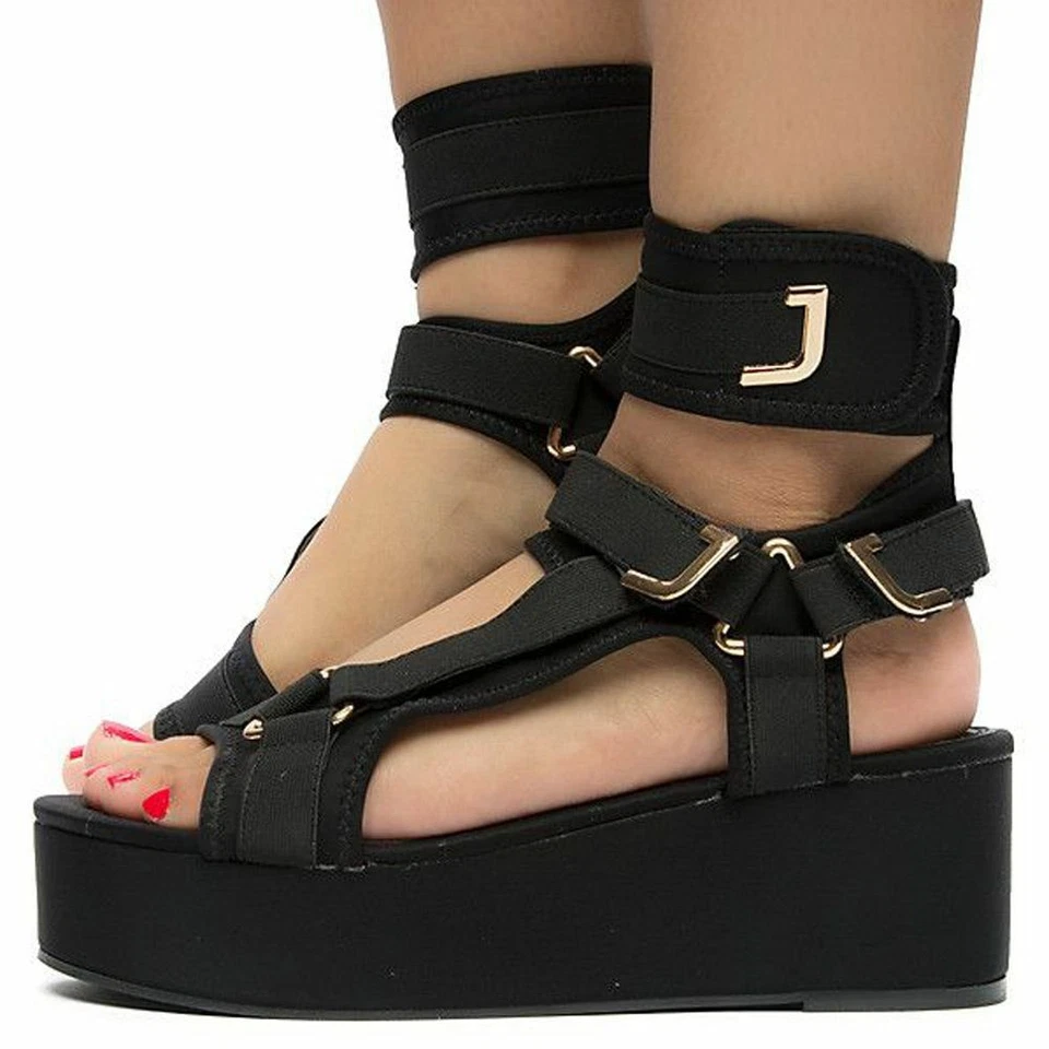 Pazzle 2" Flatform Harness Strap Sandal Comfy New Shoe US 6-10 Black Restocked - Image 4 of 4