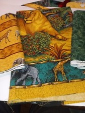 Fabric Jungle Panel  Coordinates - 100 Quilting Cotton. Collection A