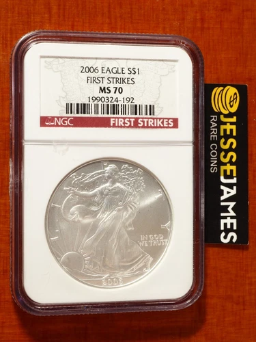 2006 $1 AMERICAN SILVER EAGLE NGC MS70 FIRST STRIKES RED LABEL
