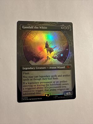 gandalf the white mtg card MAGIC Lord Of The Rings the Showcase FOIL IN HAND earth (LTR) #19 Illustrated by Magali Villeneuve Magic Gandalf the White (Borderless Poster)