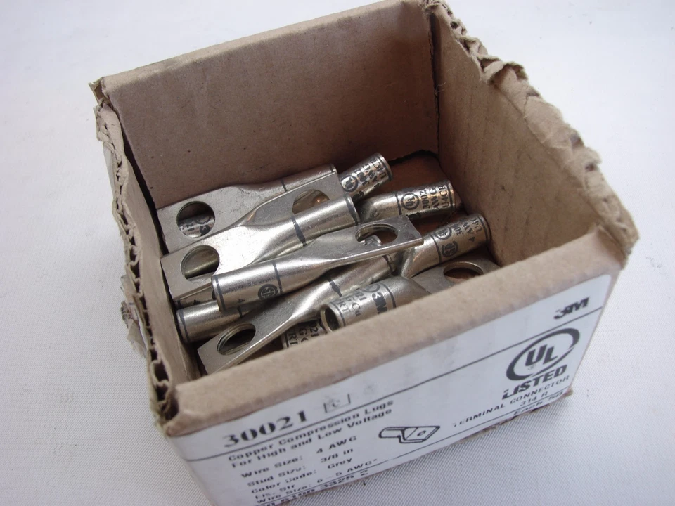 (16) 3M™ Scotchlok™ Copper One Hole Lug 30021 up to 35 kV 4 AWG Gray  b182 - Image 2 of 3