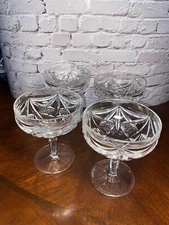 Katharinen-Hurtle German Cut Crystal Champagne Glasses Nachtmann Eduard SET OF 4