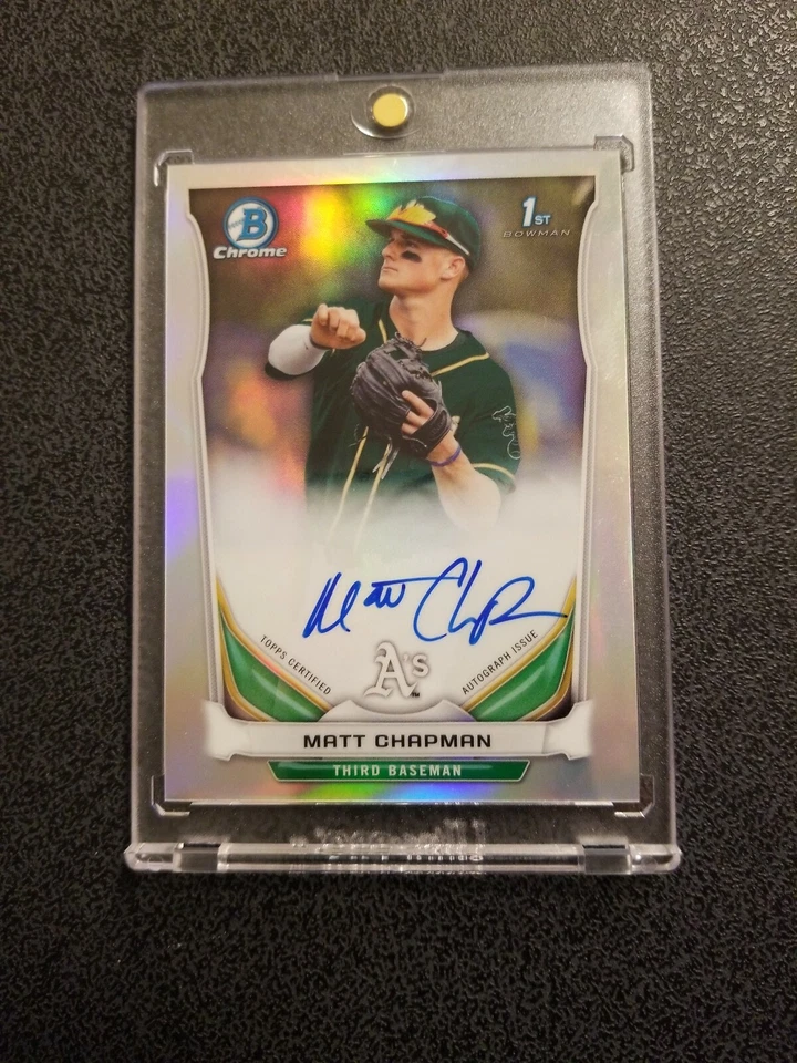 MATT CHAPMAN 2014 BOWMAN CHROME RC ROOKIE REFRACTOR AUTOGRAPH ATHLETICS AUTO - Image 3 of 3