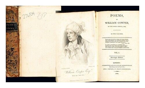 COWPER, WILLIAM Poems by William Cowper, of the inner temple, esq: vol. I 1808 P - Picture 1 of 1