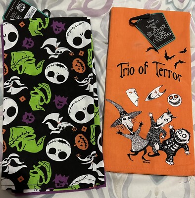Nightmare Before Christmas 3 Decorative Dish Towel Trio of Terror Tea Towels New