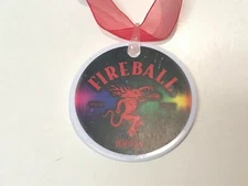 Fireball Whisky Red Devil Christmas Ornament Flat with red ribbon New