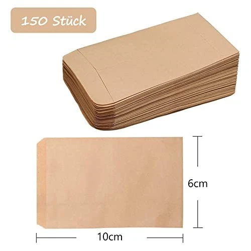 150 Stück Braune Flachbeutel Papiertüten Klein 6 * 10 Cm Mini Papiertüte Kleiner - Bild 2 von 4