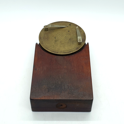 Antique Brass Microscope Slide Ringing Table Turntable on Wooden Base ...