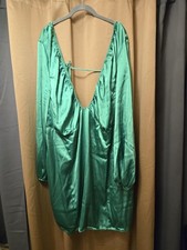 Asos size 22 Design Curve V Front Satin Mini Dress With Picot Trim In Green