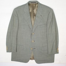 Ermenegildo Zegna Sport Coat Mens 42S Lt Green Beige Check Wool 3 Button Jacket