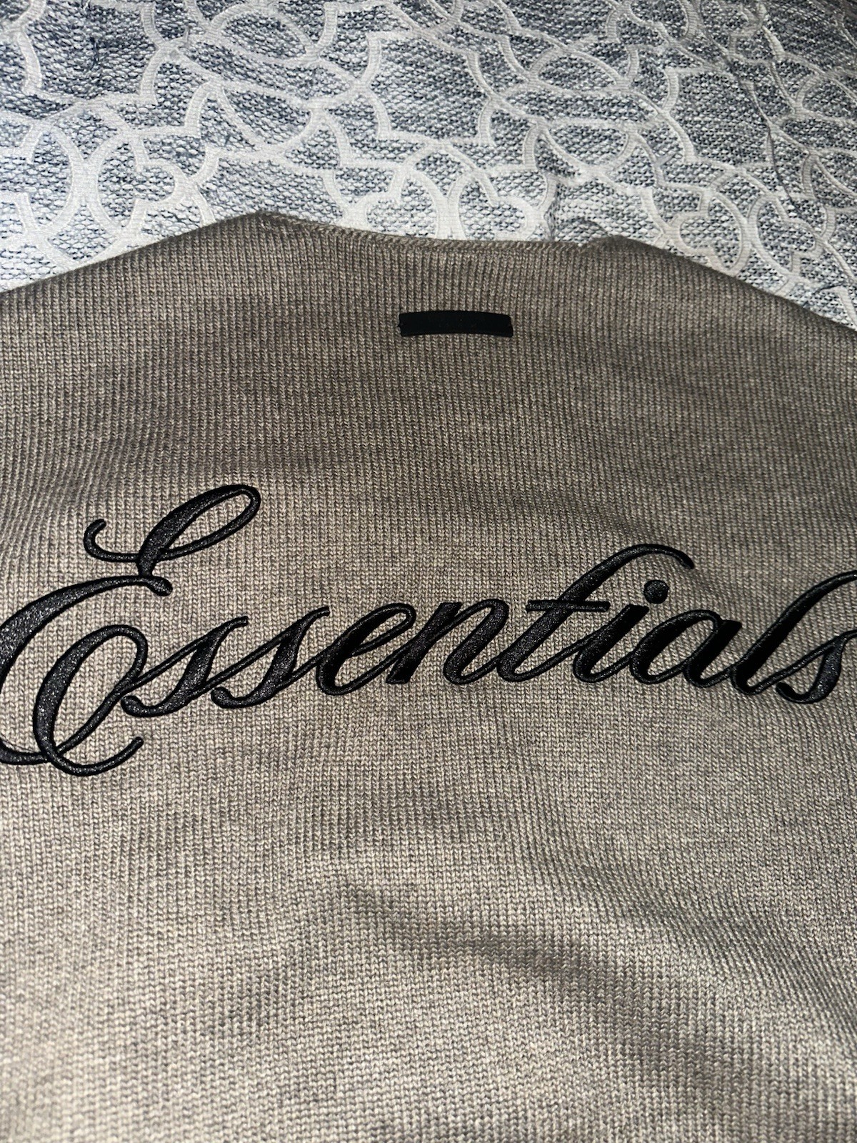 Fear of God Essentials Knit Gray Pullover Sweater Logo Embroidered thumbnail 5