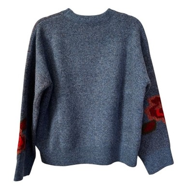 Natural Life Rosie Jaquard Sweater Blue Floral M Medium Boxy Fit
