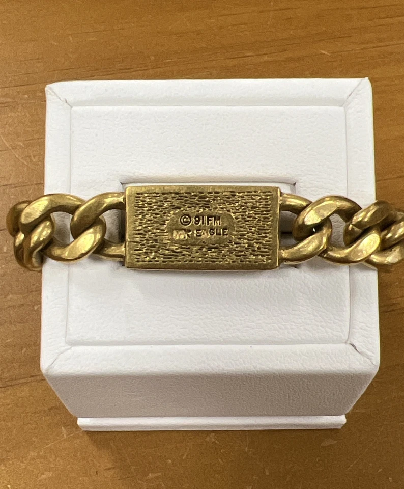 Brazalete de águila de oro amarillo de 14k Franklin Mint con ónix Foto 3 de 4