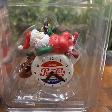 Pepsi Cola Vintage Collectible Ornament, Santa With Big Clock. 1997. New In Box