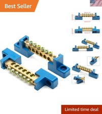 2Pcs Ground Bus Bar Terminal Block, Terminal Positions Wire Screw Terminal Br...